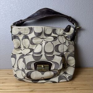 Coach Kristin Signature Ott Hobo Bag Purse Khaki Mahogany